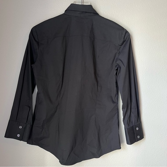 Theory Black Collar Button Up Size Medium Office Workwear - Picture 4 of 4